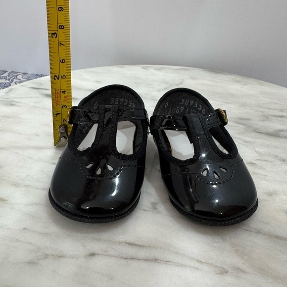 Vintage 1980s Black patent baby Mary Jane Shoes classic design sz 0 - Picture 2 of 7